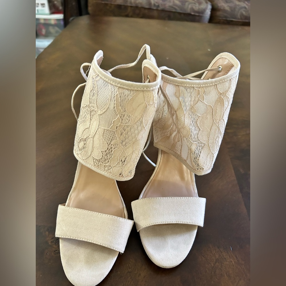 Suede and lace heels by Ashley Brooke size 10